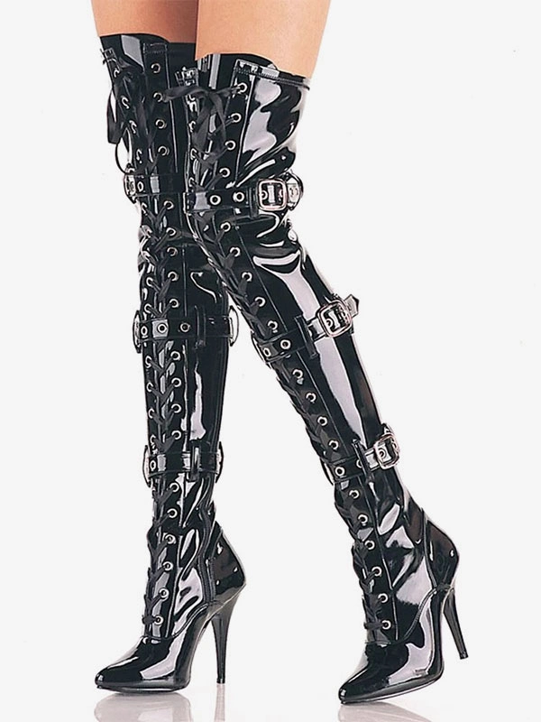 Women Sexy Boots Pointed Toe Zipper Sequins Stiletto Heel Rave Club Black Silver Thigh High Boots 8 Women Sexy Boots Pointed Toe Zipper Sequins Stiletto Heel Rave Club Black Silver Thigh High Boots - Image 6