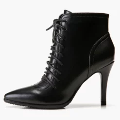 Black Ankle Boots Women Pointed Toe Lace Up High Heel Booties -UK Winter Shoes Sales 2023 43832939 e541 41e8 ac5c 6b0733ce114d