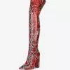 Over The Knee Boots Leather Pink Pointed Toe Snake Print Chunky Heel Thigh High Boots -UK Winter Shoes Sales 2023 440c2980 ab77 4b72 b9ec b38645b2c94f
