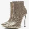 Women Ankle Boots Light Gold Sequined Pointed Toe Stiletto Heel High Heel Booties -UK Winter Shoes Sales 2023 452478c6 9aa5 4d3d 87d0 2cbb7d52ba93