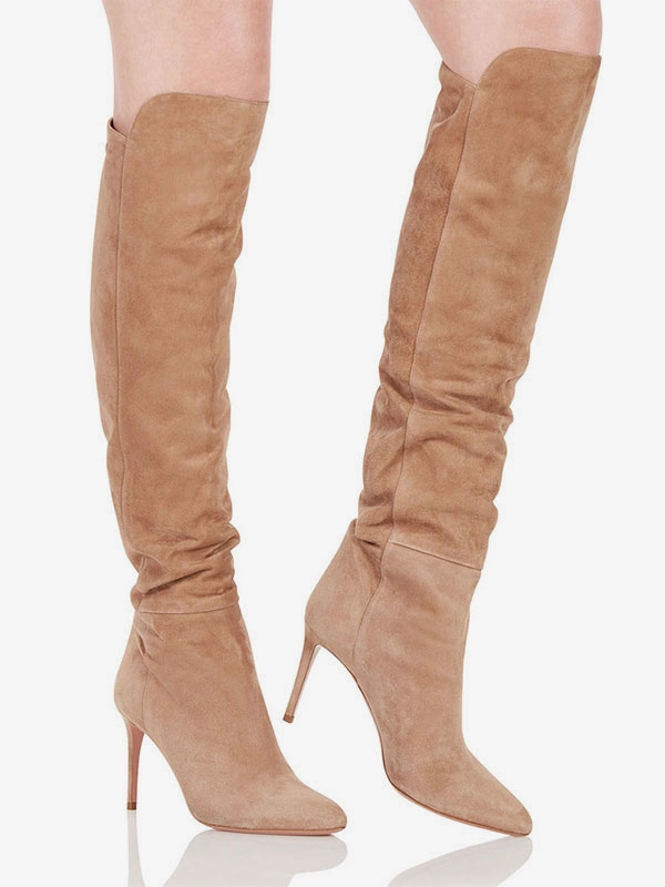 Women's Knee High Boots Suede Stiletto Heel Knee Length Boots 4 Women's Knee High Boots Suede Stiletto Heel Knee Length Boots - Image 2