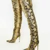 Women's Snakeskin Stiletto Heel Thigh High Boots -UK Winter Shoes Sales 2023 4b71b20b 52d5 4339 a50f 468f801ae394