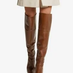 Thigh High Boots Round Toe Chunky Heel Size US4-12.5 Over The Knee Boots
