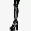 Over The Knee Boots Black Round Toe Chunky Heel High Heel Platform Bright Leather Winter Boots For Women -UK Winter Shoes Sales 2023 4ea79106 9349 4da2 818c 6a6d4bd4e7a4