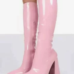 Women's Knee High Boots Patent PU Upper Chunky Heel Boots -UK Winter Shoes Sales 2023 5748e86d ed2e 4104 a090 574c1895c1bd