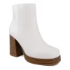 Sugar Warrant Women's Block Heel Ankle Boots -UK Winter Shoes Sales 2023 5890599 White