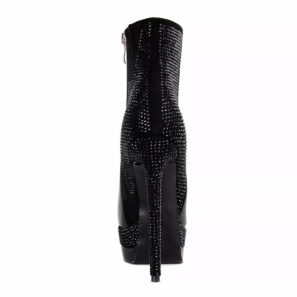 London Rag Encanto Diamante Women's Heeled Ankle Boots 8 London Rag Encanto Diamante Women's Heeled Ankle Boots - Image 6