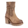 MUK LUKS Riser Pop Women's Heeled Ankle Boots -UK Winter Shoes Sales 2023 5971462 Houndstooth Camel