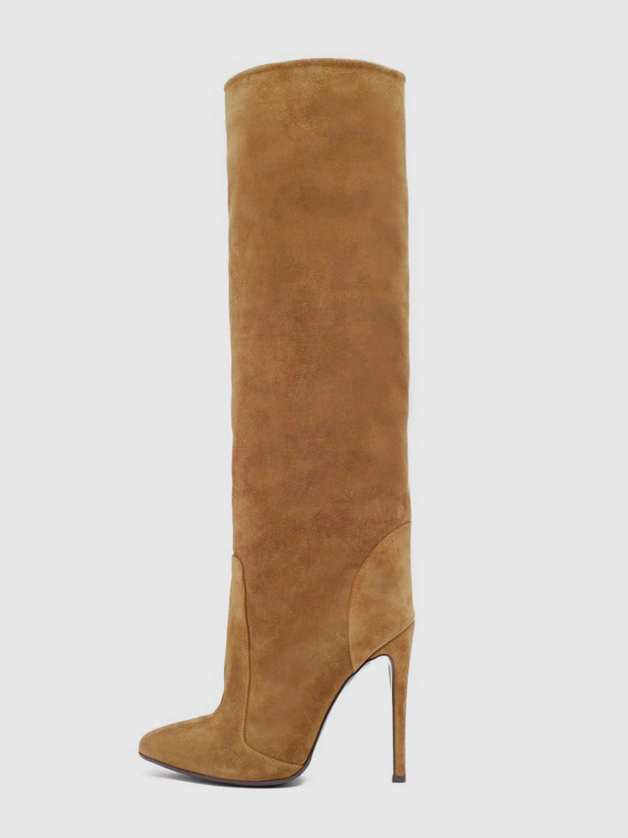 Women 's Wide Calf Boots Suede Stiletto Heel Knee High Boots 10 Women 's Wide Calf Boots Suede Stiletto Heel Knee High Boots - Image 8