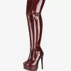 Over The Knee Boots Leather Burgundy Round Toe Stiletto Heel High Heel Thigh High Boots -UK Winter Shoes Sales 2023 5e0a58b8 7775 4f16 a33c acfaa49b6c31