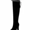 Black Thigh High Boots Womens Micro Suede Faux Fur Almond Toe Chunky Heel Over The Knee Boots -UK Winter Shoes Sales 2023 64d64978 3bbf 4140 9cd9 83641f30dc47