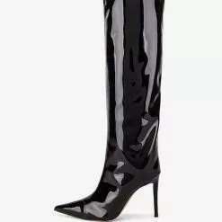 Red Knee High Boots Point Toe Bright Leather Stiletto Heel Knee Length Boots For Women -UK Winter Shoes Sales 2023 6ba09f54 0fa0 4eac 9d71 dea5952a56a0