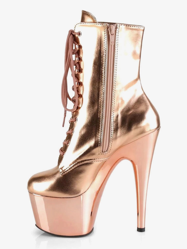 Pole Dance Shoes Sexy High Heel Boots Round Toe Lace Up Zipper Stiletto Heel Rave Club Black Ankle Sexy Boots Stripper Shoes 8 Pole Dance Shoes Sexy High Heel Boots Round Toe Lace Up Zipper Stiletto Heel Rave Club Black Ankle Sexy Boots Stripper Shoes - Image 6