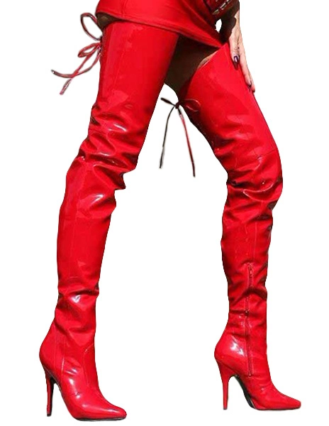 PU Leather Zipper Pointed Toe Sexy High Heel Boots For Women 3 PU Leather Zipper Pointed Toe Sexy High Heel Boots For Women