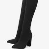 Women's Elastic Boots Black Chunky Heel Knee High Boots -UK Winter Shoes Sales 2023 8db6cfb2 2d18 43b0 aa1c e7da5ea3f589