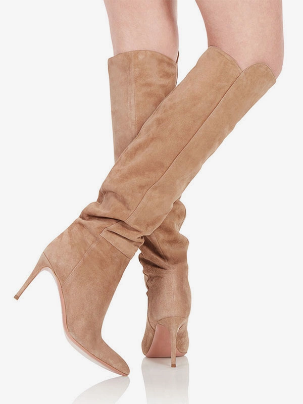 Women's Knee High Boots Suede Stiletto Heel Knee Length Boots 5 Women's Knee High Boots Suede Stiletto Heel Knee Length Boots - Image 3