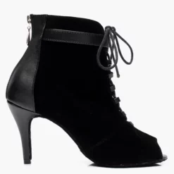 Black Ankle Boots High Heel Booties Peep Toe Lace Up Detail Sandal Booties -UK Winter Shoes Sales 2023 Lace Up Black Stiletto Heel Ballroom Shoes 501203 2530395