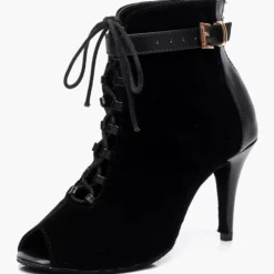 Black Ankle Boots High Heel Booties Peep Toe Lace Up Detail Sandal Booties -UK Winter Shoes Sales 2023 Lace Up Black Stiletto Heel Ballroom Shoes 501203 2530401