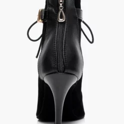 Black Ankle Boots High Heel Booties Peep Toe Lace Up Detail Sandal Booties -UK Winter Shoes Sales 2023 Lace Up Black Stiletto Heel Ballroom Shoes 501203 2530413