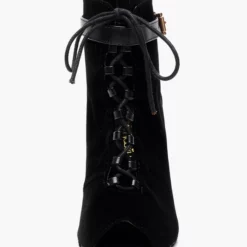Black Ankle Boots High Heel Booties Peep Toe Lace Up Detail Sandal Booties -UK Winter Shoes Sales 2023 Lace Up Black Stiletto Heel Ballroom Shoes 501203 2530415