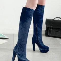 Platform Knee High Boots Womens Ombre Almond Toe Chunky Heel Boots -UK Winter Shoes Sales 2023 a5464688 d68a 4e78 b719 3973b326a3ec