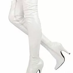 3 3/5'' High Heel White Patent Thigh High Sexy Boots