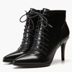 Black Ankle Boots Women Pointed Toe Lace Up High Heel Booties -UK Winter Shoes Sales 2023 b3ba4453 8945 4d00 903b d65e1871901a