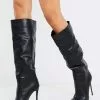 Women Stiletto Heel Pointed Toe Knee-High Boots In Black Bright Leather -UK Winter Shoes Sales 2023 bbabc47e 8a57 4913 bc90 7758fdcc271e