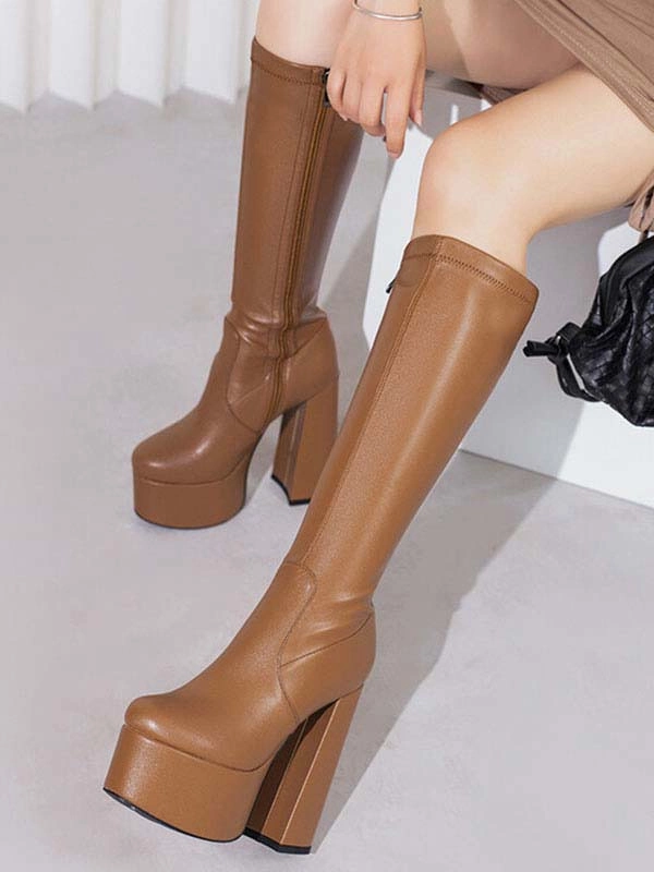 Women's Knee High Boots Platform Chunky Heel Knee Boots 3 Women's Knee High Boots Platform Chunky Heel Knee Boots