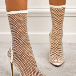 Women's Clear Boots Pointed Toe High Heel Studded Transparent Booties Sexy Fishnet Sock Boots -UK Winter Shoes Sales 2023 c53d20eb 18c3 45c2 82bd 24747efab2de