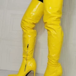 Women's Stiletto Heel Thigh High Boots In Yellow