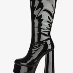 Women's Platform Chunky Heel Mid Calf Boots Patent Bright Leather High Heel Boots -UK Winter Shoes Sales 2023 c9279147 f7e5 4eb3 94da 181ad7d48ce7