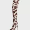 Women's Animal Print Platform Thigh High Heel Boots