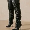 Women's Slouch Boots Pointy Toe Stiletto Heel Wide Thigh High Boots
