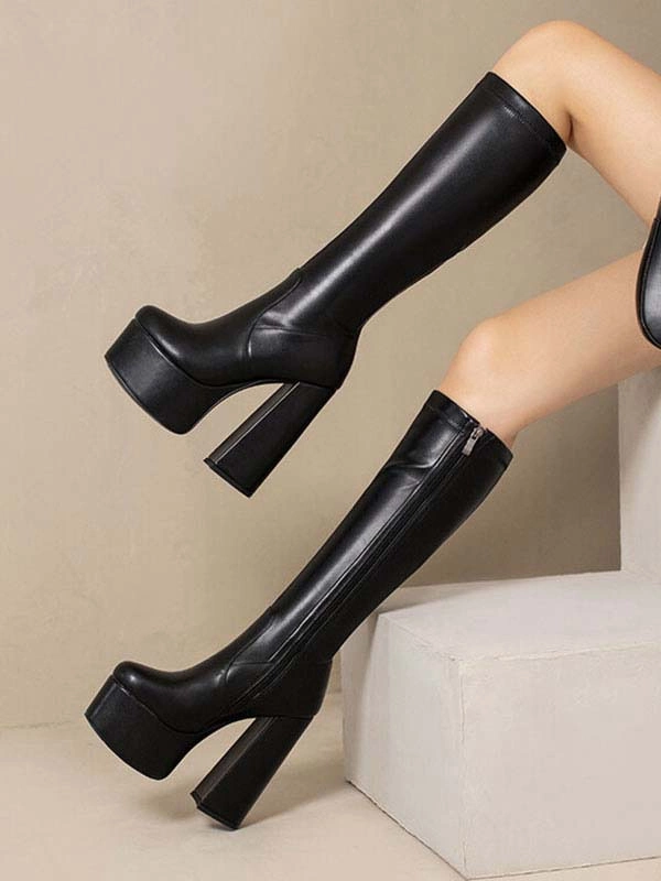 Women's Knee High Boots Platform Chunky Heel Knee Boots 9 Women's Knee High Boots Platform Chunky Heel Knee Boots - Image 7