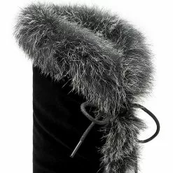 Black Thigh High Boots Womens Micro Suede Faux Fur Almond Toe Chunky Heel Over The Knee Boots -UK Winter Shoes Sales 2023 da60d207 a247 4e72 a850 22198683719e