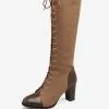 Knee High Boots Womens And Micro Suede Lace Up Round Toe Chunky Heel Boots -UK Winter Shoes Sales 2023 f1130d08 d490 4bbf 9666 719043444c74