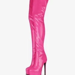 Over The Knee Boots Leather Platform Round Toe Bright Leather Zip Up High Heel Thigh High Boots -UK Winter Shoes Sales 2023 f1269a77 64c0 4ab7 a2b7 e8b9a61e61ad
