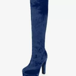Platform Knee High Boots Womens Ombre Almond Toe Chunky Heel Boots