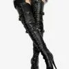 Sexy Thigh High Boots Women's Black Platform Faux Fur Buckle Detail Over Knee High Heel Boots -UK Winter Shoes Sales 2023 fce34846 2609 48c2 a11d c3c0f370e7b5