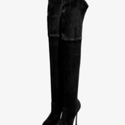 Over The Knee Boots Micro Suede Upper Coffee Brown Pointed Toe Stiletto Heel Thigh High Boots